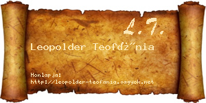 Leopolder Teofánia névjegykártya